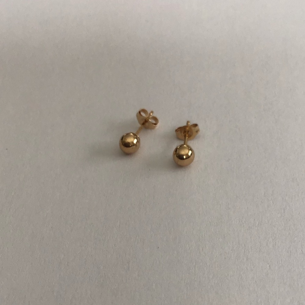 Vintage 14K Gold Tiny Balls Earrings About 3MM